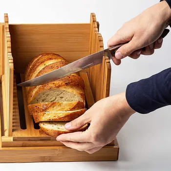 

Foldable Adjustable Bamboo Bread Slicer Toast Bread Sandwich Knife Mold Baking Tool Kitchen Gadget Breakfast Tool