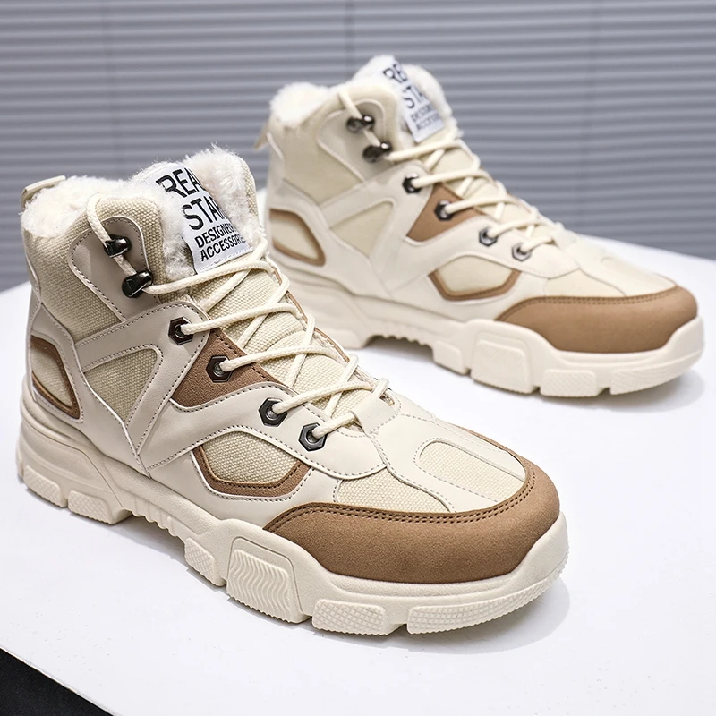

Men's High Top Boots Male Outdoor Sneakers Super Warm Non-slip Ankle Snow Boot Thick Plush Rubber Winter Work Safety Male Shoes