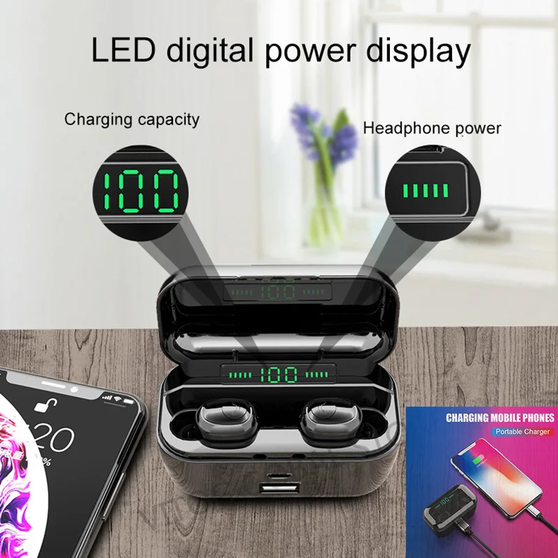 

TWS G6S Wireless Earphone 8D Stereo Bluetooth 5.0 LED Display Earphone IPX7 Waterproof Earburd 3500mAh Case for Smartphone