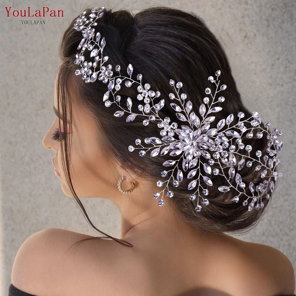 Bridal Hair Accessories YouLaPan HP295 Flower Headwear Wedding Headband for Bride Crystal Pearls Women Tiara Bridal Headpieces Hair Jewelry