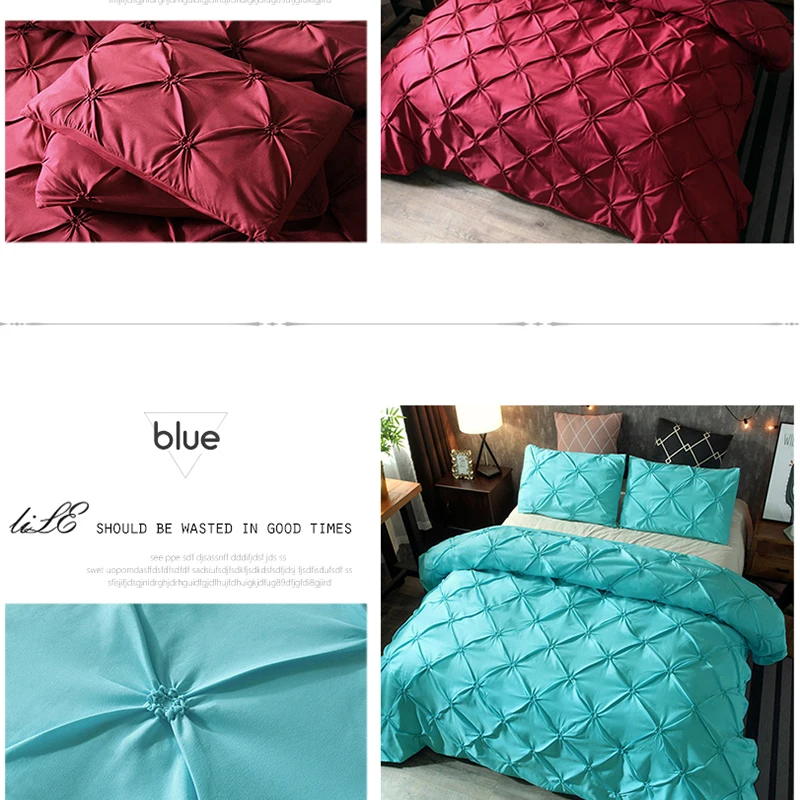 Luxury Duvet Cover Set Queen King Size Pinch Pleat Brief Bedding Sets Comforter Cover Pillow cases