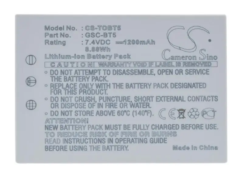 Cameron sino 1200 мАч аккумулятор для Toshiba Gigashot GSC-R30 R30AU R60 R60AU BSC-BT5 GSC-BT5 Камера Батарея