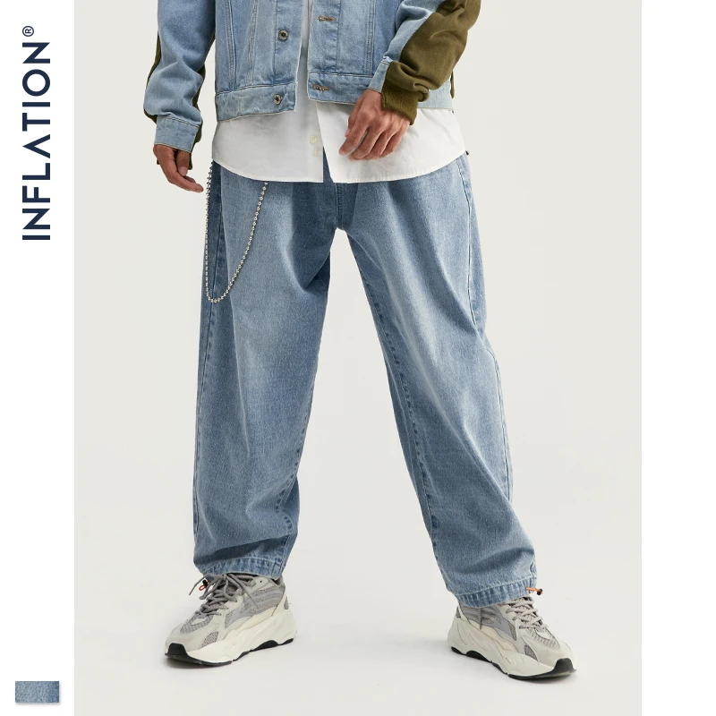 Dirancang Fashion Mens Baggy Jeans Biru 