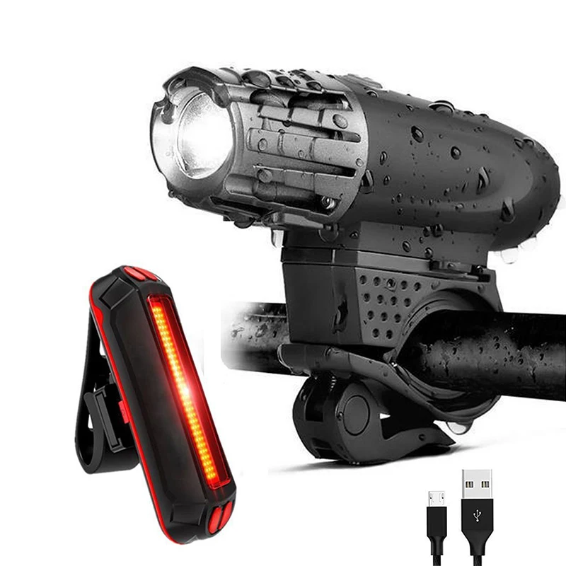 Велосипедный передний светильник 300 Люмен USB Перезаряжаемый велосипедный флэш-светильник головной светильник с хвостом светильник безопасность заднего хвоста Предупреждение ющие Аксессуары для велосипеда - Цвет: as picture show