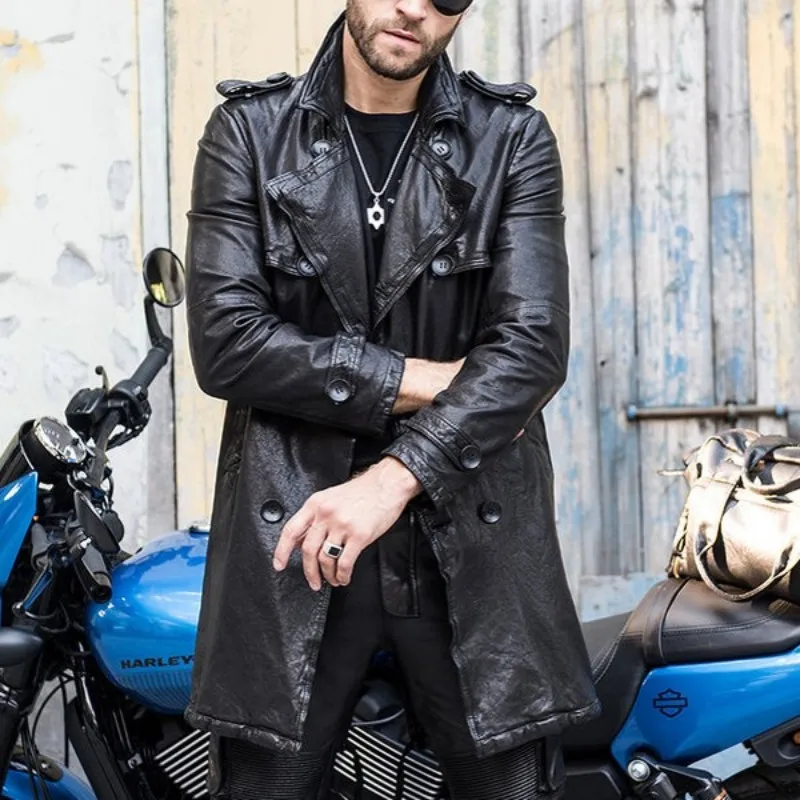 Flash Deal Luxury Motorcycle Sheepskin Jacket Men 100% Real Leather Long Windbreaker Streetwear Autumn Double Breasted Biker Coat Outerwear 3 Flash Deal Luxury Motorcycle Sheepskin Jacket Men 100% Real Leather Long Windbreaker Streetwear Autumn Double Breasted Biker Coat Outerwear 3