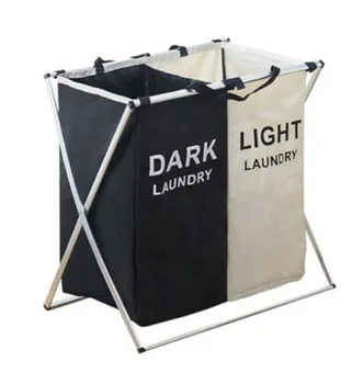 

VIP Laundry Basket Organizer Printed Collapsible Three Grid Home Laundry Hamper Sorter Laundry Basket Large
