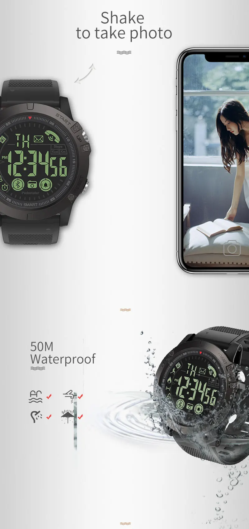 50 м Водонепроницаемый двойной процессор смарт-часы PR1-Pro смарт-счетчик шагов Android Bluetooth IOS длительное время ожидания спортивные часы
