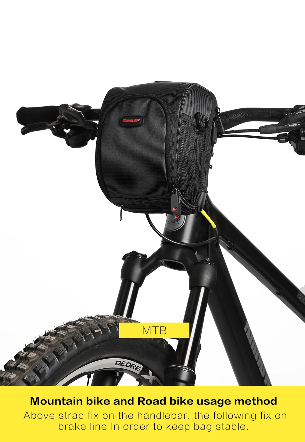 Сумка для велосипеда Rhinowalk Bick, велосипедная, велосипедная, водонепроницаемая, передняя корзина, Паньер, рама, трубка, руль, держатель для телефона, сумка на плечо для велосипеда