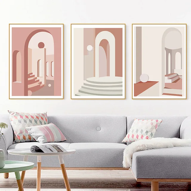 Geometric Building Abstract Art Canvas Poster Nordic Wall Painting Print Decoration Picture Living Room Scandinavian Home