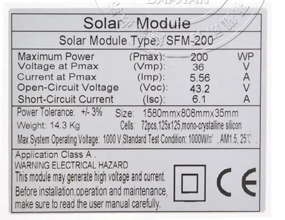 Солнечная панель 24 В 200 Вт монокристаллическая 20 шт Солнечная система 4 кВт для дома солнечное зарядное устройство RV автодома по морю