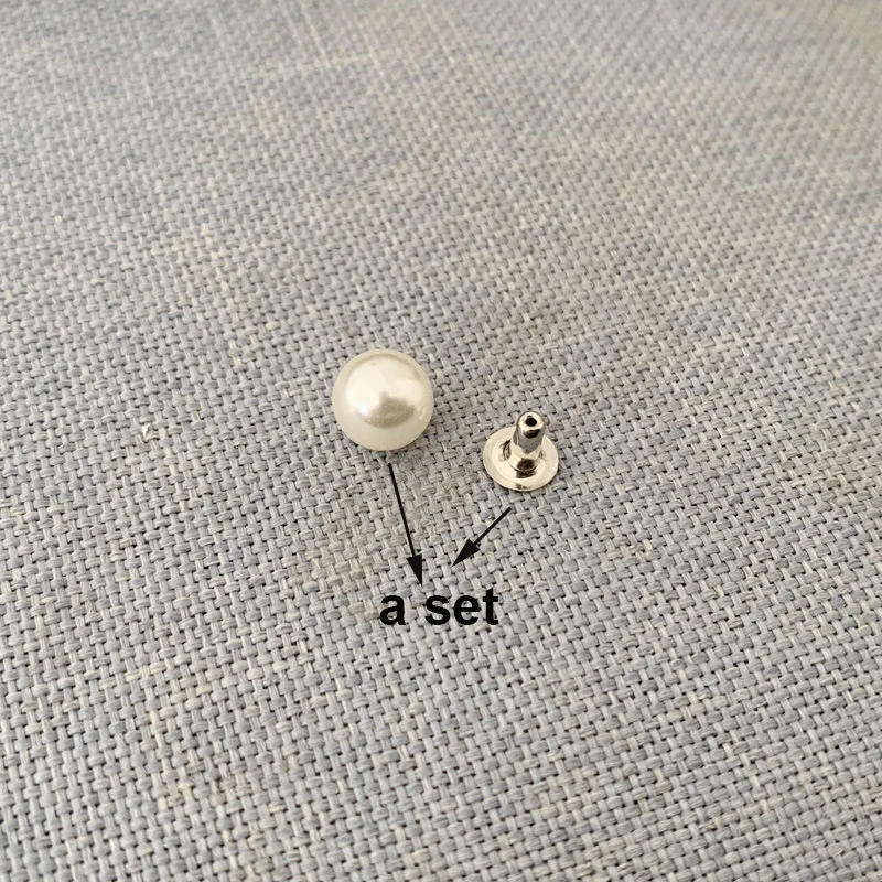 Mix Size Pearl Rivet Studs For Crafts - 6mm, 8mm, 10mm, 12mm White Pearl Beads With Copper Backs