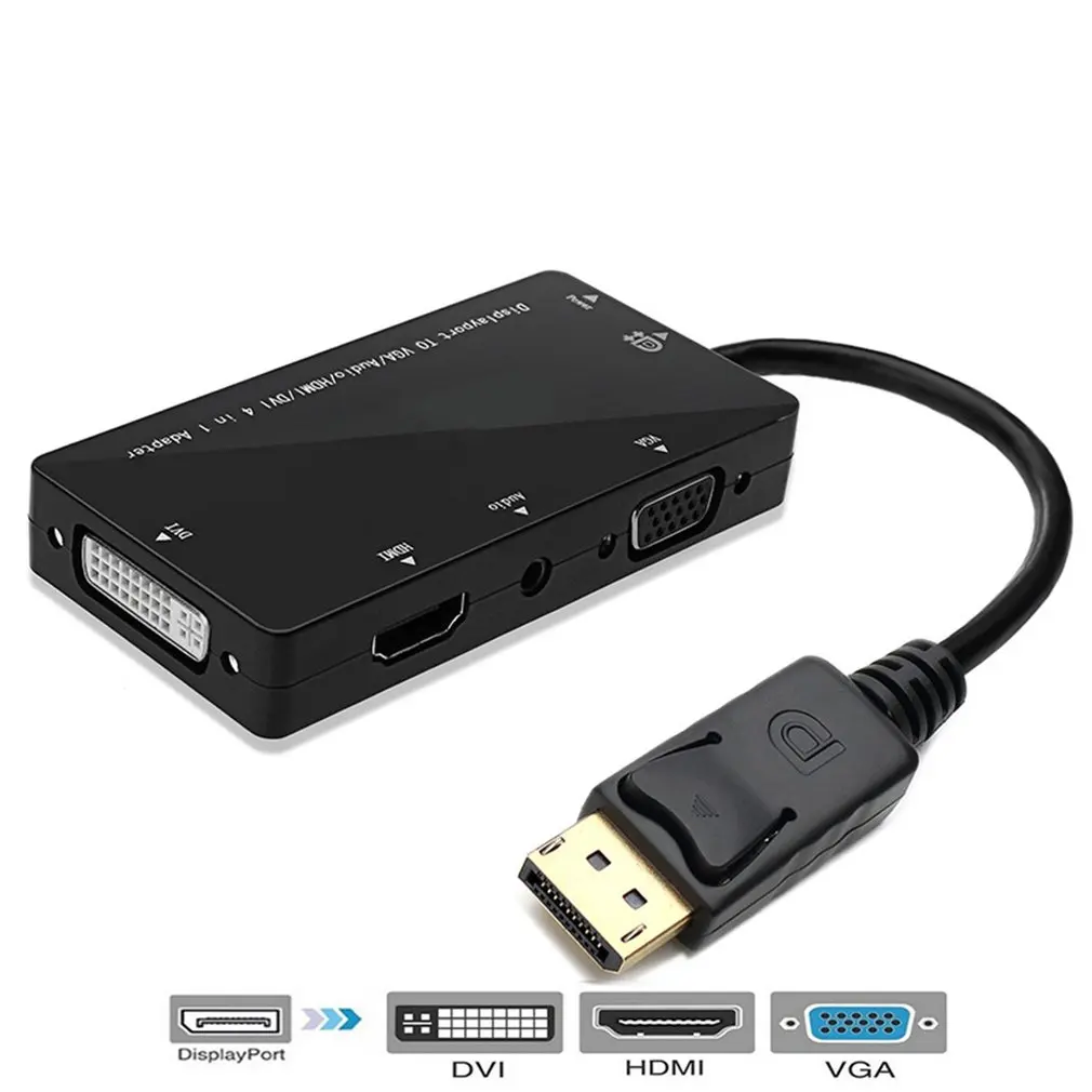  Computer di Grandi Dimensioni Displayport a Hdmi/Vga/Dvi/Audio Sincrono Display Hd 4-in-1 Convertit