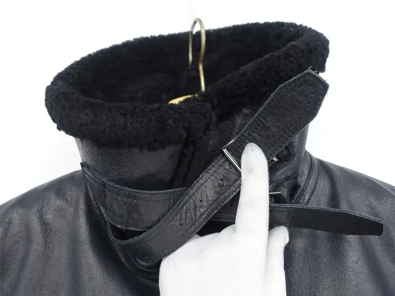 Новинка, зимнее Мужское пальто из натуральной коровьей кожи, настоящая куртка с шерстяной подкладкой, военная куртка для мужчин, теплая одежда черного цвета, большие размеры xl