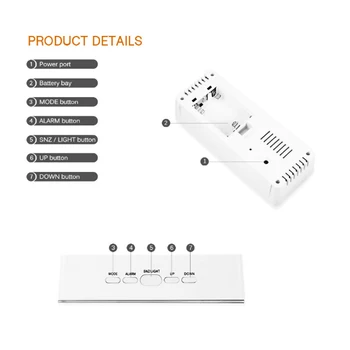 

Hot Digital Alarm Clock With LED Night Light Thermometer Mirror Alarm Clock Kids Square Rectangle Multifunction Desk Clocks