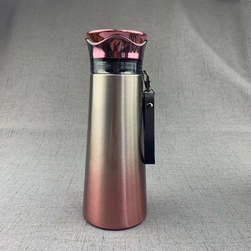 pink 500 мл Термос с двойными стенками, бутылка для воды из нержавеющей стали, термосы для девочек, портативная Милая Термокружка для кофе, чая, молока, путешествий - Цвет: pink