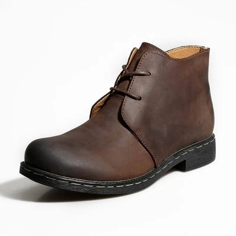 Высококачественные мужские ботинки в британском стиле; осенне-зимняя обувь; мужские модные ботинки на шнуровке; мужские ботинки из искусственной кожи; Botas; dcv45 - Цвет: Черный