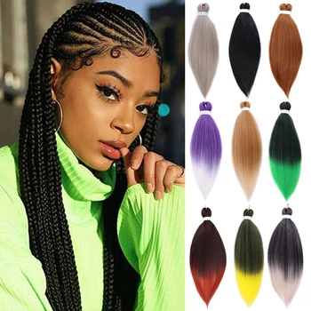 

AILIADE Synthetic hair Braids Ombre Braiding Hair Extension Box Braid Hair Pink Purple Yellow Golden Colors Crochet braids