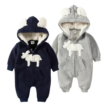 

Baby boys rompers winter newborn cotton cute thick velvet jumpsuits for bebe boys toddler cartoon overall warm clothing outfits