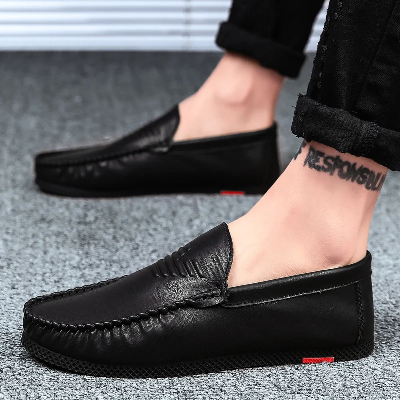 2020 New Fashion Men Loafers Soft Moccasins High Quality Spring Autumn Genuine Leather Shoes Men Soft Flats Driving Shoes