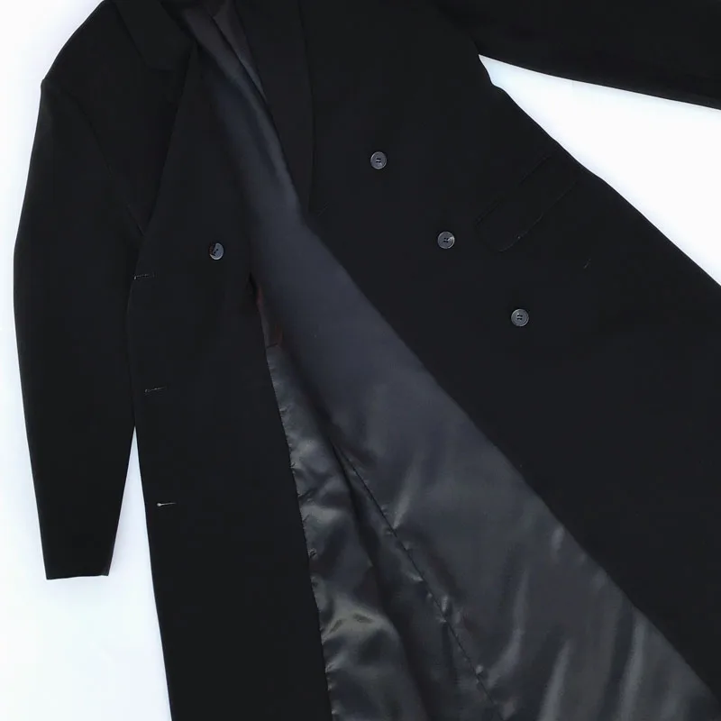 Высококачественные осенние женские пальто классические свободные длинные черные куртки