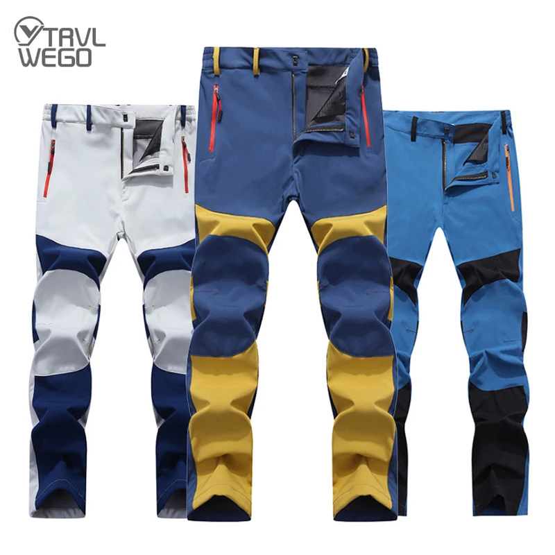 Hiking Pants TRVLWEGO Hunting Climbing Camping Hiking Trekking Pants Softshell Autumn Winter Waterproof Warmth Radiation Protection Men