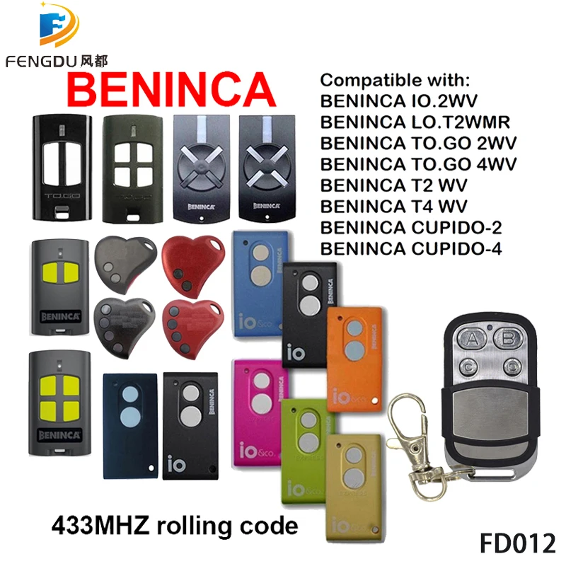

Beninca TO.GO 2WV transmitter Beninca rolling code remote control 433.92MHz