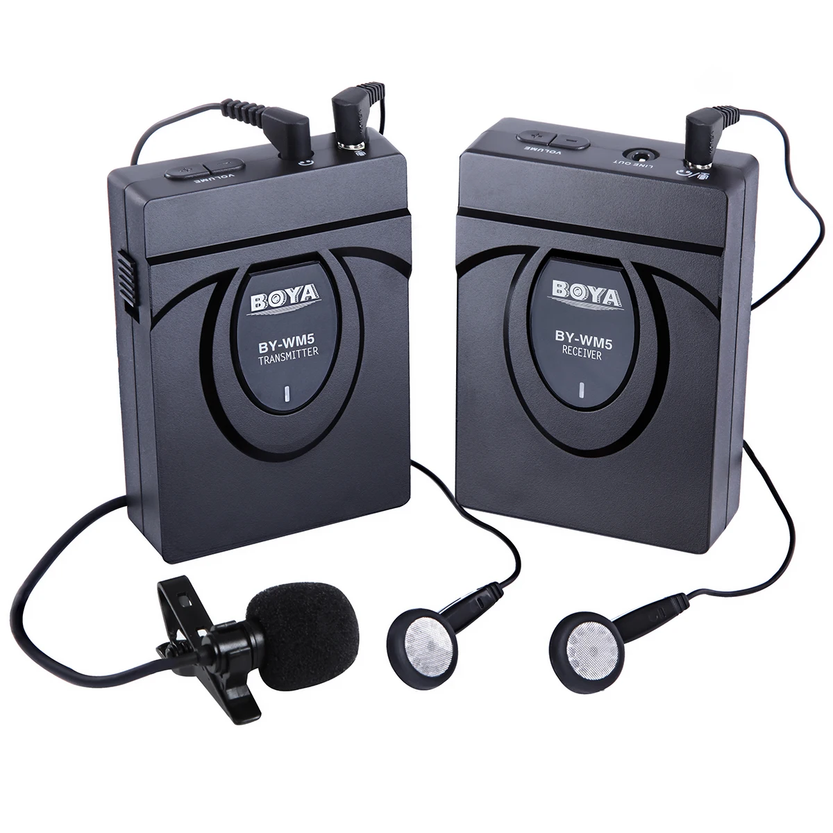 

BOYA BY-WM5 wireless microphone Transmitter in Receiver 2.4G GFSK Super anti-interference Speaker earphone Bow tie