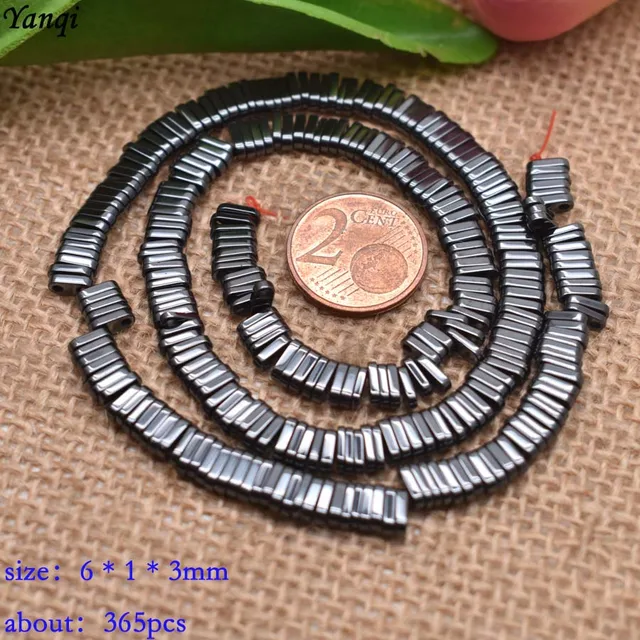New Two Holes natural stone beads hematite black mineral beads accessories square spacer beads for jewelry making DIY Bracelets T048 6x1mm