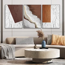 Abstract Brown And White Texture Line Modern Painting Print Pictures Nordic Canvas Wall Art Posters Minimalism Living Room Decor