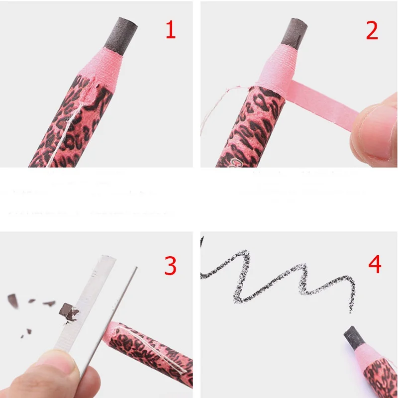 1pcs Waterproof Henna Eyebrow Pencil Free Cutting Natural Paint Black Brown Coffee Microblading Permanent Eyebrow Leopard MakeUp (2)