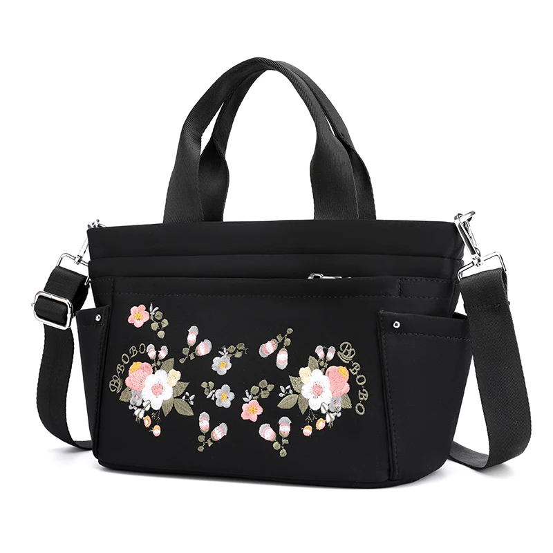 2022 New Embroider Flower Women Shoulder Bags Nylon Female Messenger