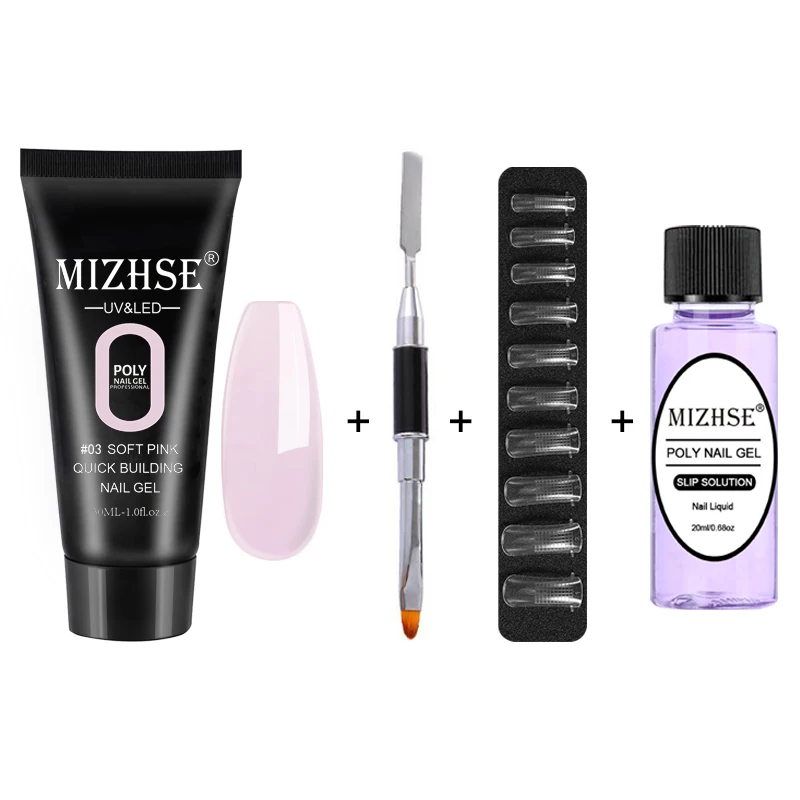 MS-Set01-P03 MIZHSE 5 шт./комплект, полигель, набор, кристалл, УФ-гель для наращивания ногтей, светодиодная УФ-гель для ногтей, акриловая комбинация, решения, плюс дробилка - Цвет: MS-Set01-P03
