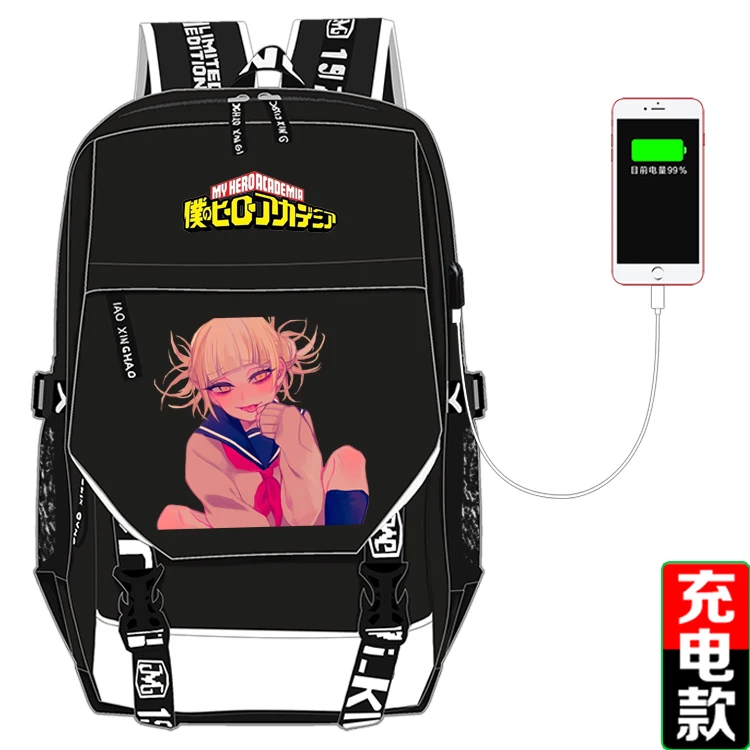 

My Boku No Hero Academia USB Charging Backpack Laptop Shoulder School Bag Satchel Knapsack Waterproof Travel Rucksack Teenager