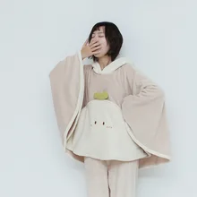 Осенне-зимняя обувь из бархата кораллового цвета, пижамы высокого качественный плащ домашний костюм косплей Косплэй мягкие фланелевые Теплые пижамы накидка бытовой