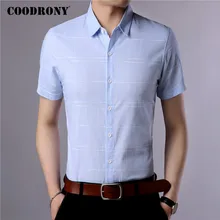 COODRONY 100% Cotton Shirt Men Plaid Business Casual Shirts Korean Clothes Spring Summer Short Sleeve Camisa Masculina C6036S