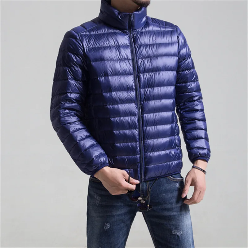  2019 New Fashion Boutique Solid Color Light and Thin Mens Casual Collar Down Jacket White Duck Down