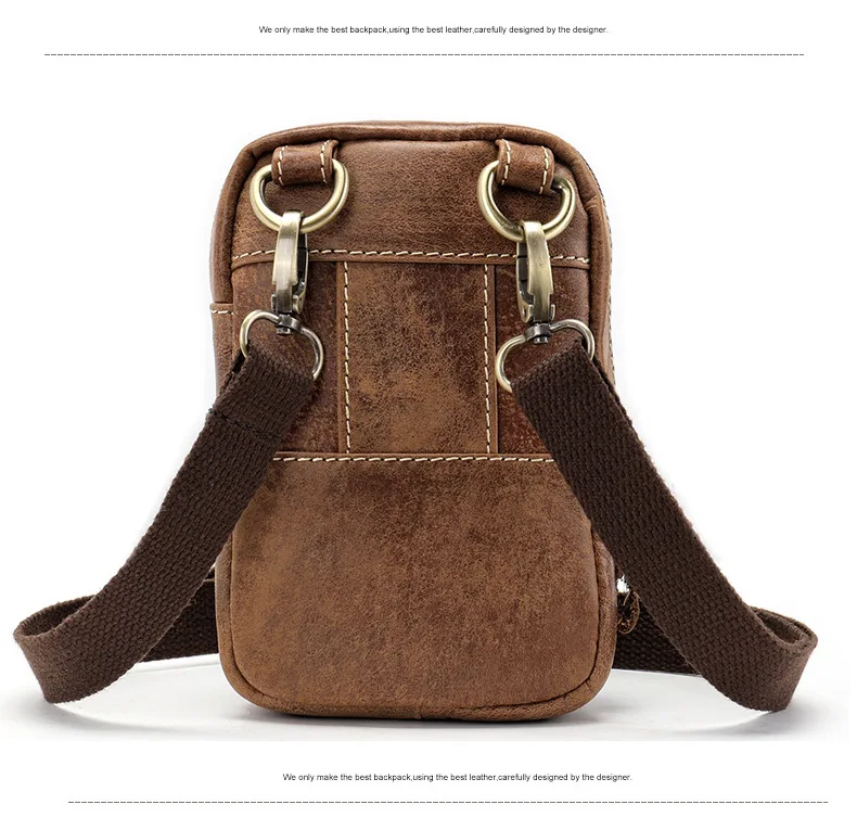 New Arrival Waist Bag Men Genuine Leather Crossbody Messenger Shoulder Bag Retro Cowhide Leather Belt Bag Fanny Pack Waist Pouch
