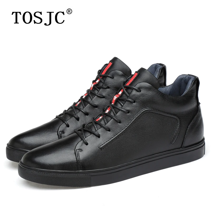 

TOSJC Winter Mens Casual Ankle Sneakers Outdoor Snow Skateboarding Shoes for Male Warm Fur Work Shoes Adult Lace-up Sport Shoes
