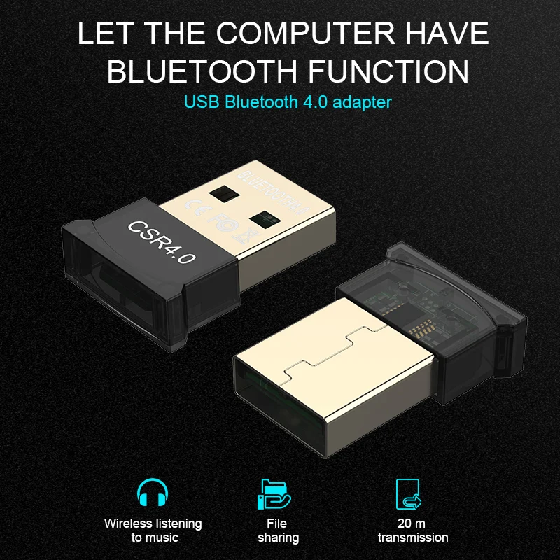Мини USB Bluetooth адаптер CSR 4.0 Dongle Audio Receiver Беспроводной адаптер для ПК Портативный компьютер с поддержкой Windows 10/8/7/XP