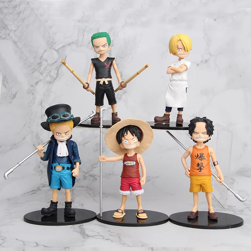 Фигурки героев Аниме One Piece 15 см 5 шт./компл. Луффи Эйс Сабо Зоро саньцзи сборные