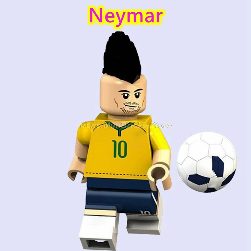 Football Player Cristiano Ronaldo Neymar Beckham Kobe Bryant Messi Pogba Modric Labron James Toys For Children Building Blocks - Цвет: Neymar