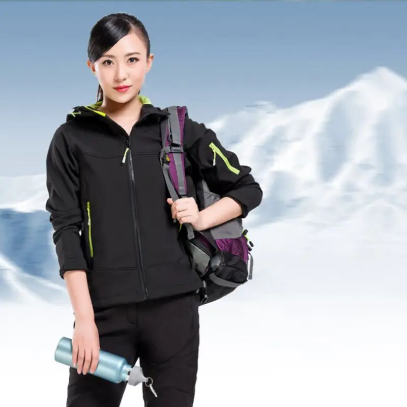 

Women Autumn Winter Softshell Jacket Thick Single Layer Sports Coats Outdoor Female Windproof Soft Shell Camping Hiking Jackets