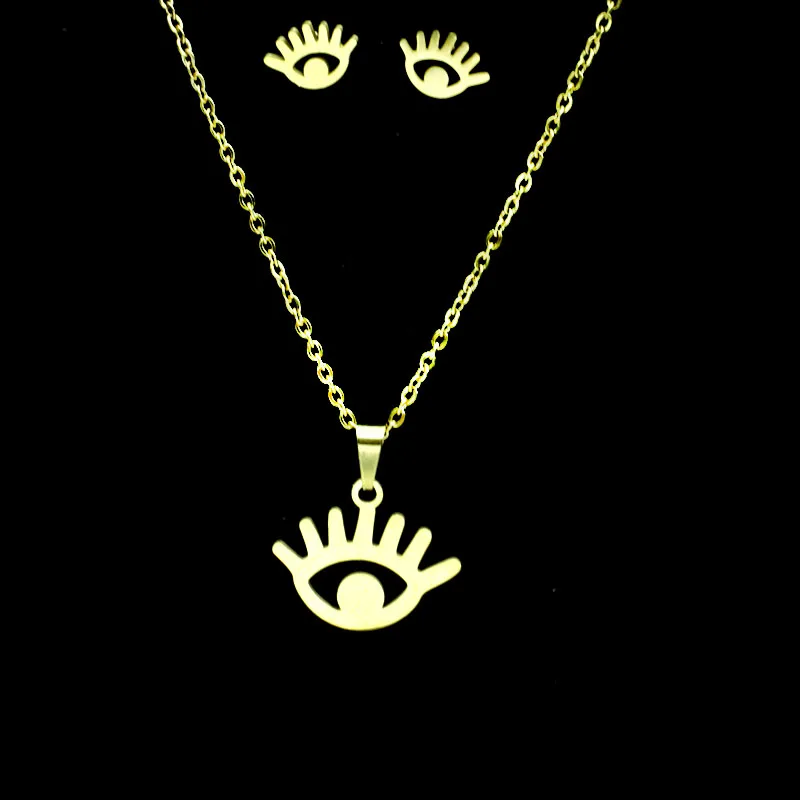 Оптовая продажа глаз демона кулон ожерелье из розового золота Цвет нержавеющая