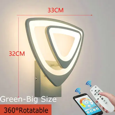 Креативный светодиодный настенный светильник, вращение на 360 градусов, AC220V, пульт дистанционного управления, диммируемая прикроватная тумбочка для спальни, Настенные светильники с вилкой EU/US - Цвет абажура: Big Size Green