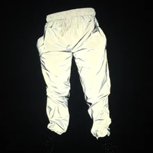 Светоотражающие штаны в стиле хип-хоп для мужчин спортивные штаны для бега мужские уличные брюки ночные легкие блестящие мигание брюки