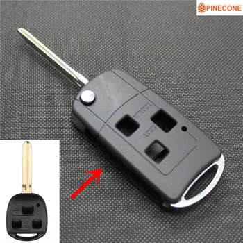 

PINECONE Key Case for TOYOTA LAND CRUISER CAMRY COROLLA FJ Car Key 3 Button TOY43 Blade Modified Flip Folding Key Shell Fob