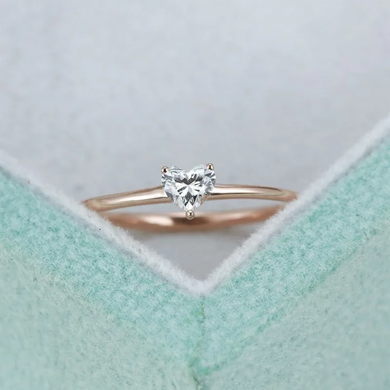 Rose Gold Blaike Изысканные кольца из серебра 925 пробы с цирконием в форме сердца для женщин, Свадебные обручальные кольца, подарки на день рождения - Цвет основного камня: Rose Gold
