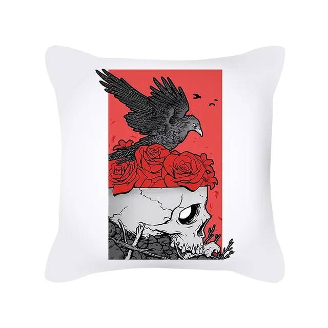 Punk Style Cushion Cover Skull Print Office Sofa Car Pillow Case Home Decor Throw Pillow Cover Outdoor Square Pillowcase45x45cm 5