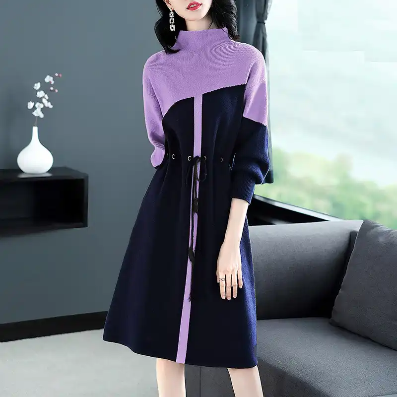 purple sweater dress outfit