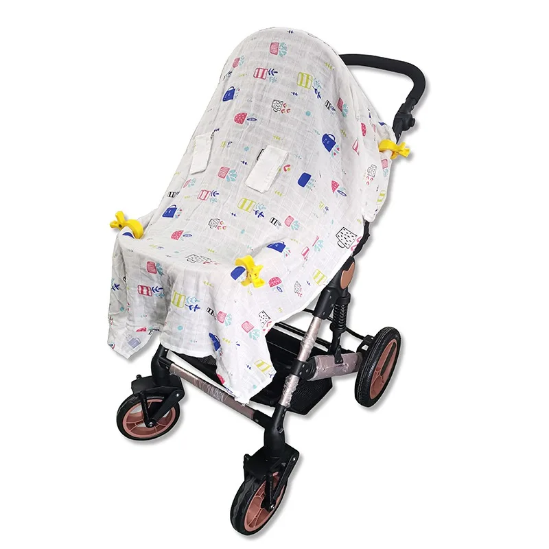 

Infant Baby Car Seat Cotton Gauze Canopy Sun Protection Cover Windproof Stroller Blanket